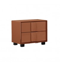 Louis Bedside Table MDF with Premium Leatherette Storage Space Two Drawers Wooden Legs